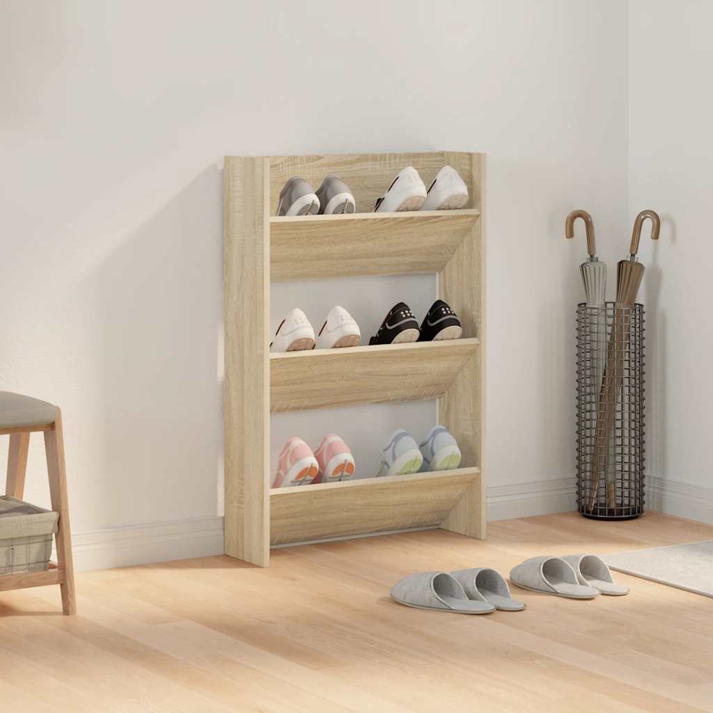 Wall Shoe Cabinet Sonoma Oak 60x18x90 cm Engineered Wood