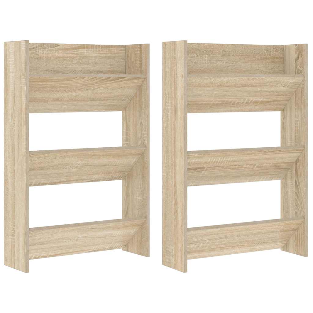 Wall Shoe Cabinets 2 pcs  Sonoma Oak 60x18x90 cm Engineered Wood