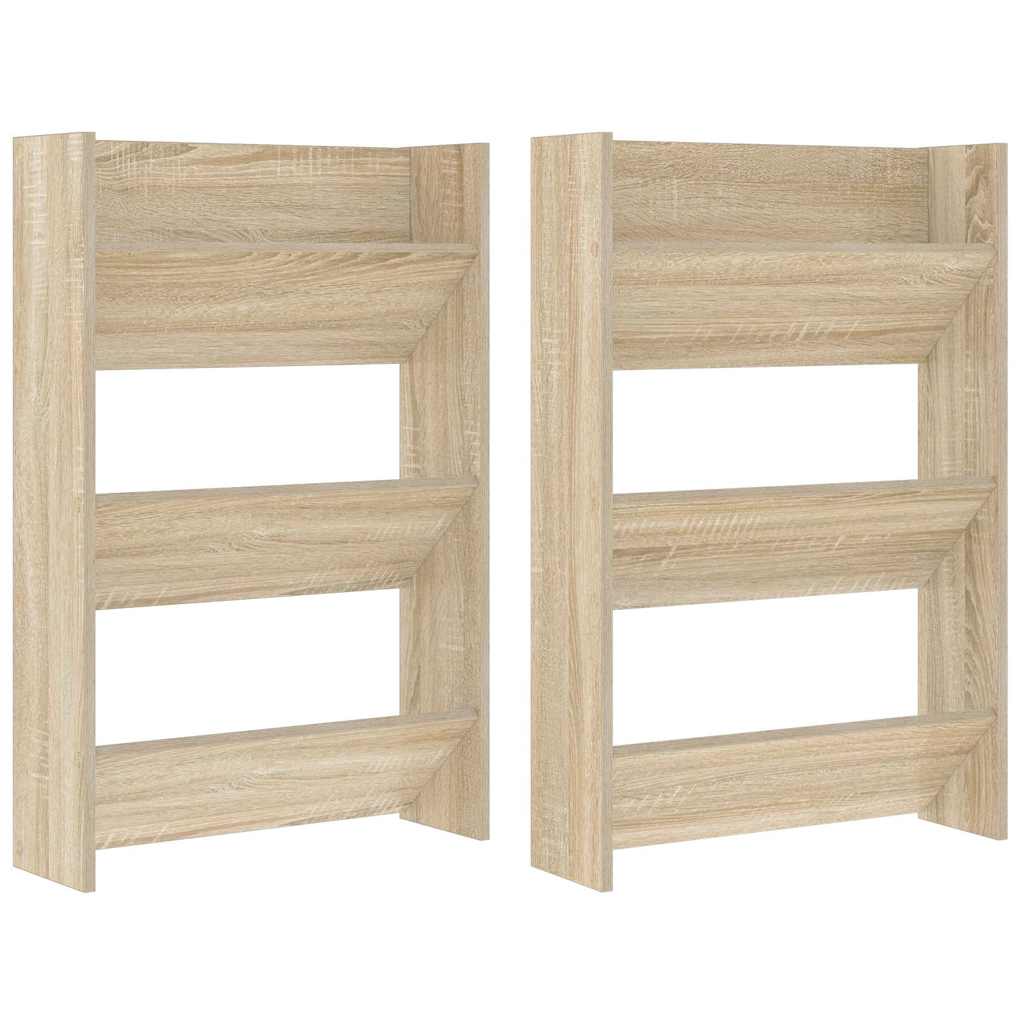 Wall Shoe Cabinets 2 pcs Sonoma Oak 60x18x90cm Engineered Wood