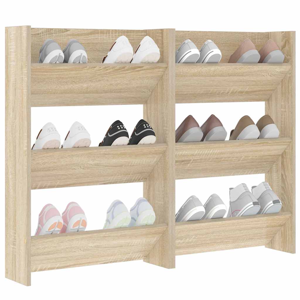 Wall Shoe Cabinets 2 pcs  Sonoma Oak 60x18x90 cm Engineered Wood