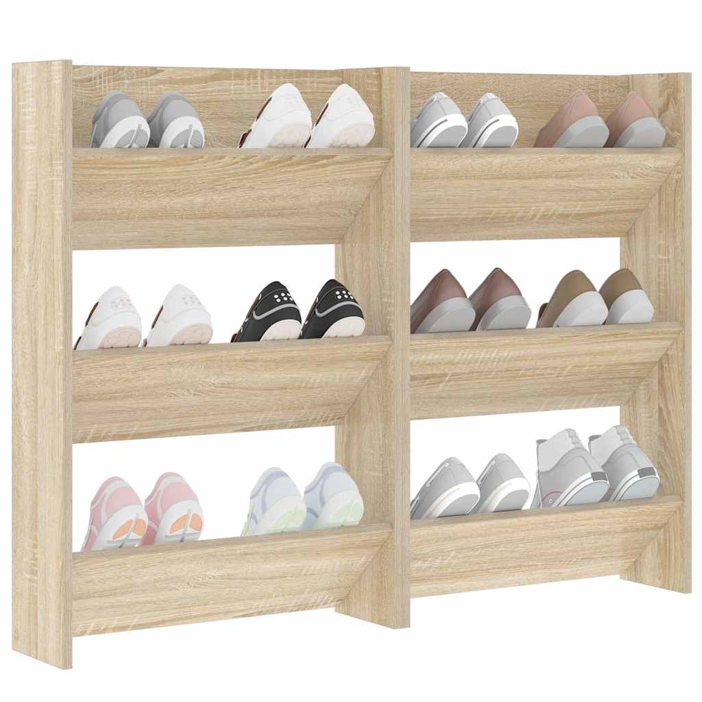 Wall Shoe Cabinets 2 pcs Sonoma Oak 60x18x90cm Engineered Wood