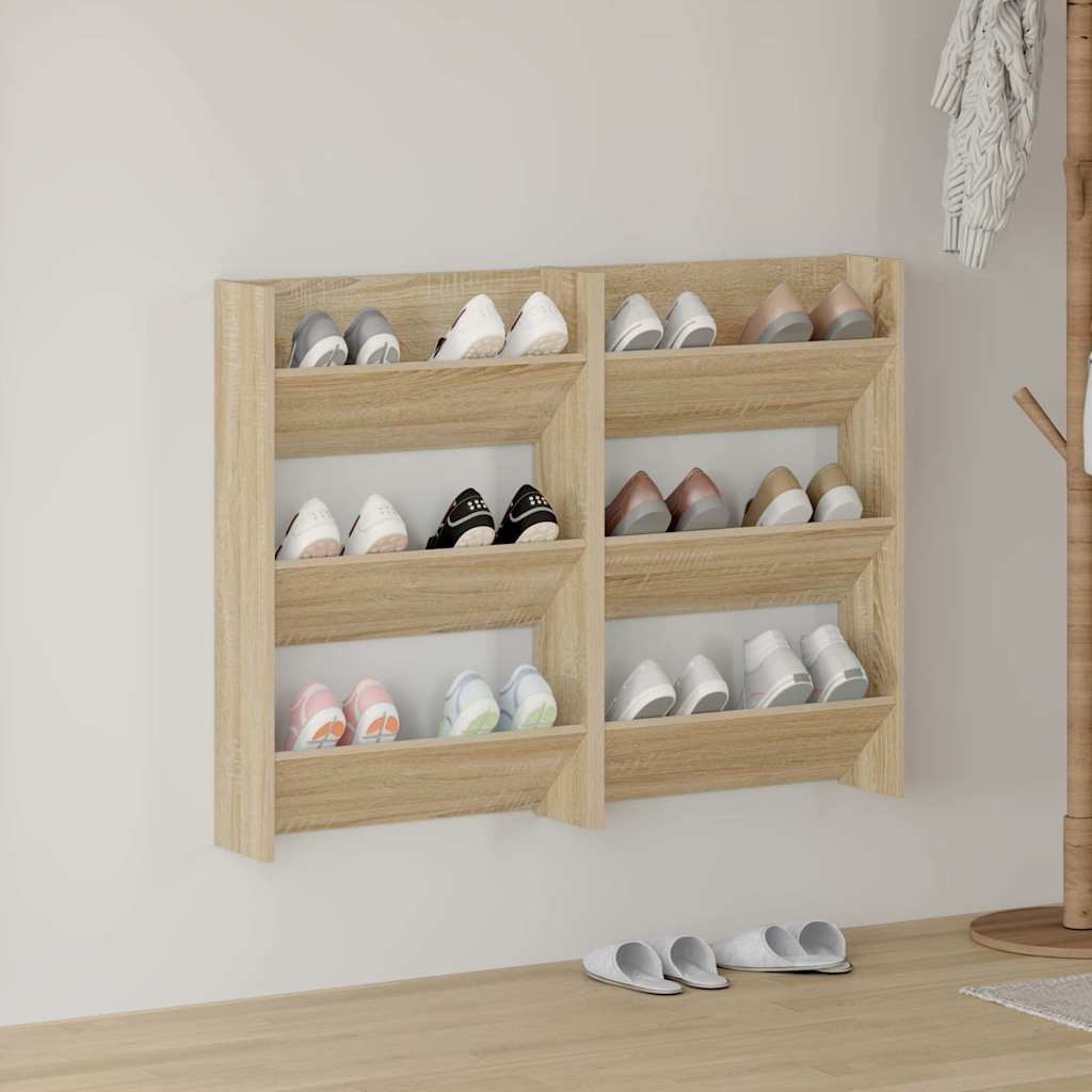 Wall Shoe Cabinets 2 pcs Sonoma Oak 60x18x90cm Engineered Wood