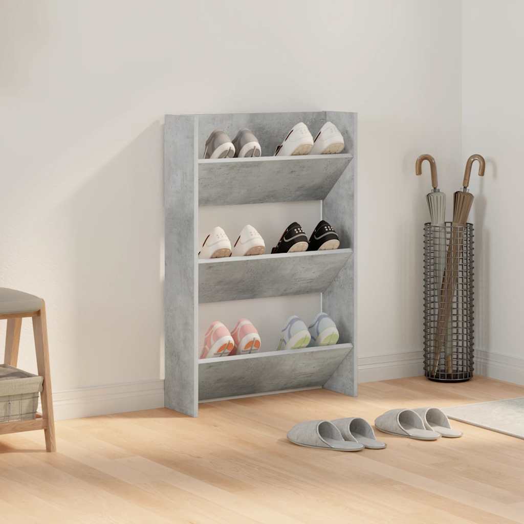 Wall Shoe Cabinet | Concrete grey | Engineered wood | Compact