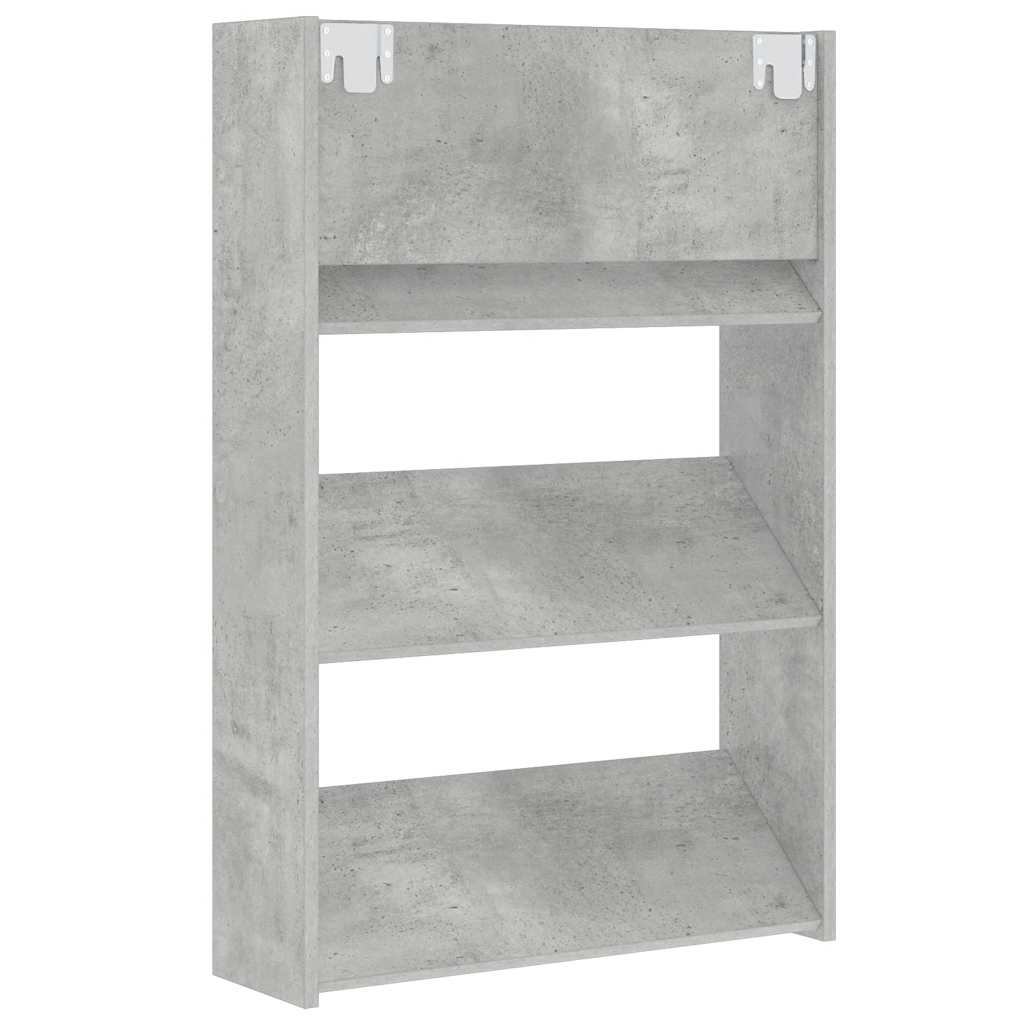 Wall Shoe Cabinet | Concrete grey | Engineered wood | Compact