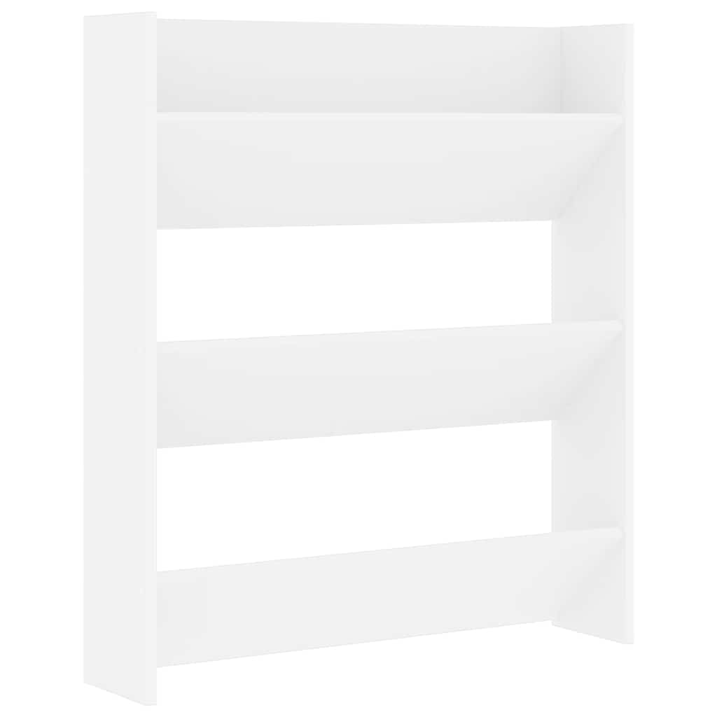 Wall Shoe Cabinet White 80x18x90 cm Engineered Wood