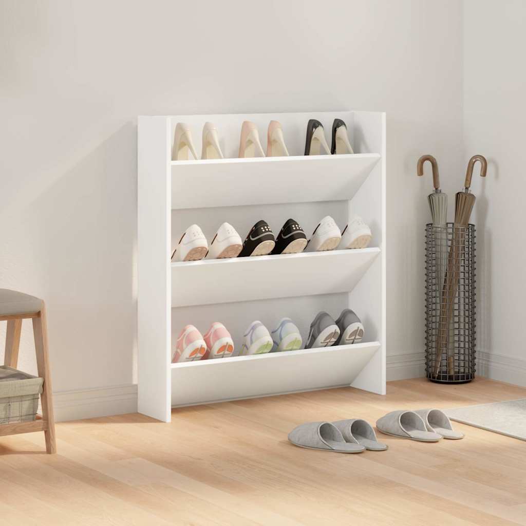 806777 vidaXL Wall Shoe Cabinet White 80x18x90 cm Engineered Wood