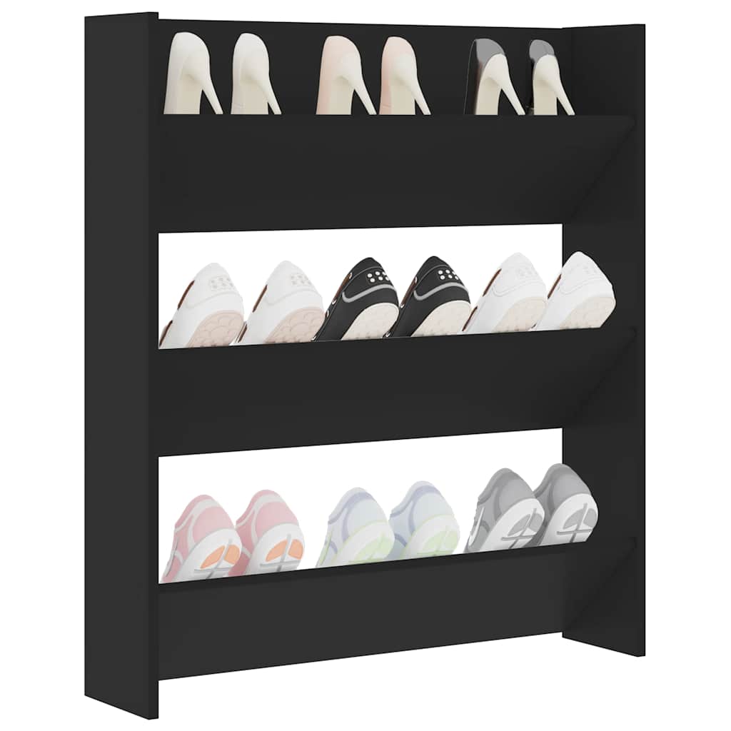 Wall Shoe Cabinet | Black | Engineered wood | Medium