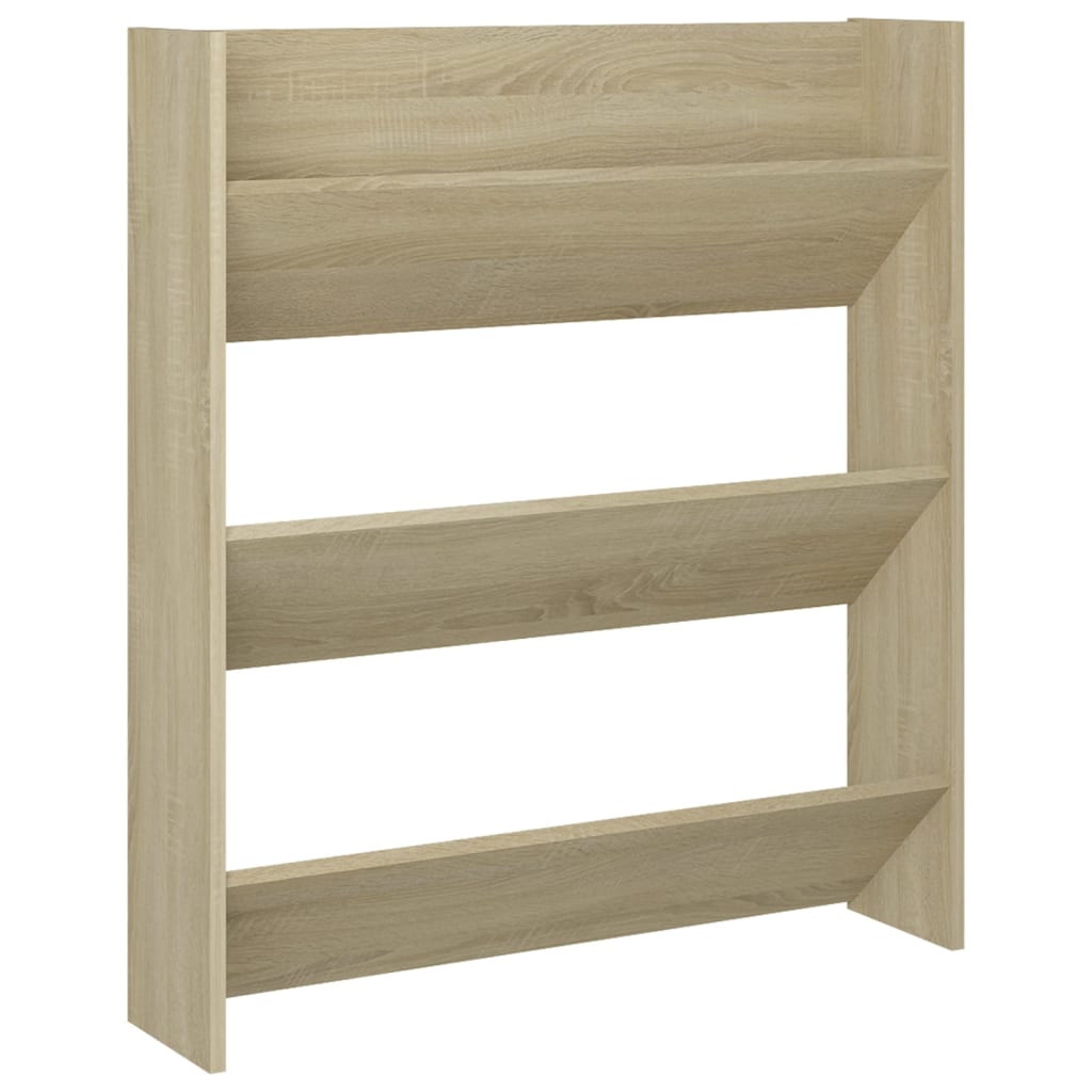 vidaXL Wall Shoe Cabinet Sonoma Oak 80x18x90 cm Engineered Wood