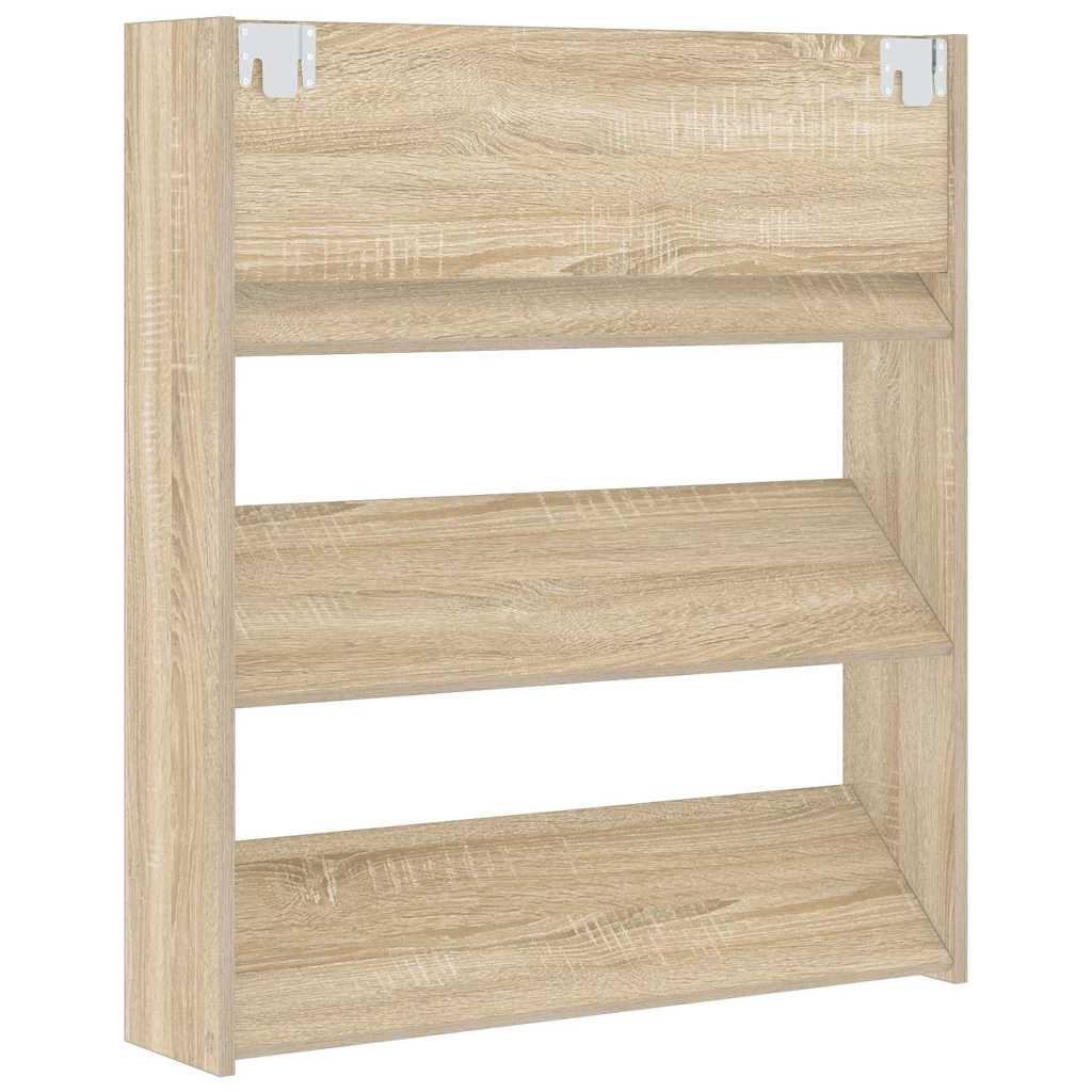 806783 vidaXL Wall Shoe Cabinet Sonoma Oak 80x18x90 cm Engineered Wood