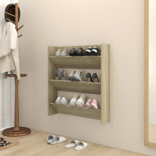 vidaXL Wall Shoe Cabinet Sonoma Oak 80x18x90 cm Engineered Wood