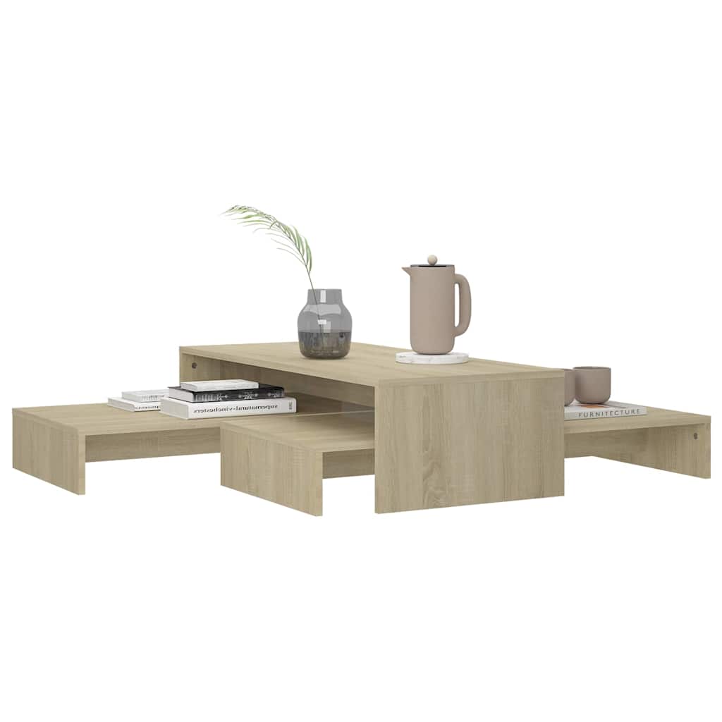 806798 vidaXL Nesting Coffee Table Set Sonoma Oak 100x100x26,5 cm Engineered Wood