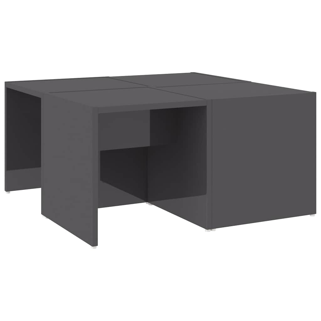 806821 vidaXL Coffee Tables 4 pcs High Gloss Grey 33x33x33 cm Engineered Wood