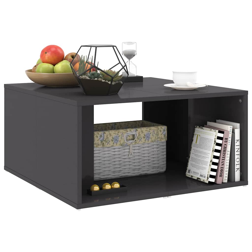 806821 vidaXL Coffee Tables 4 pcs High Gloss Grey 33x33x33 cm Engineered Wood