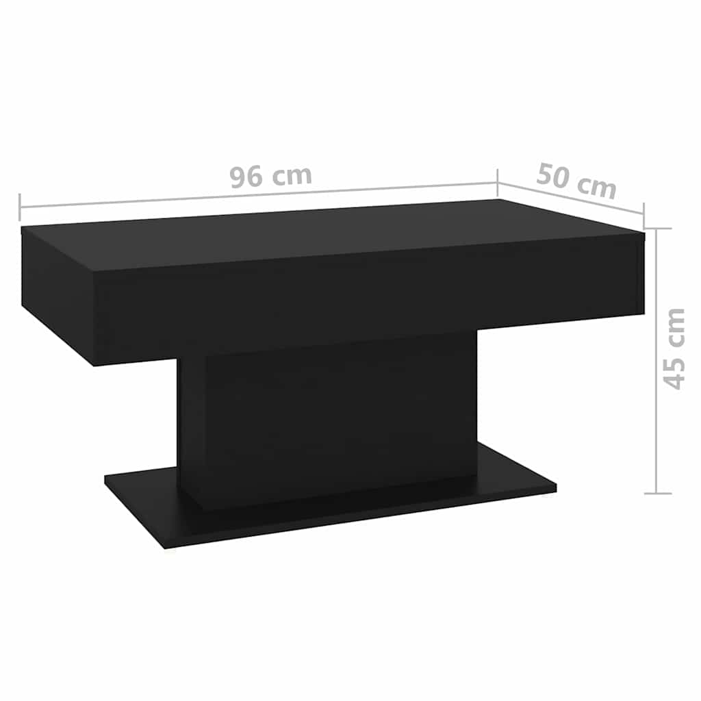 806832 vidaXL Coffee Table Black 96x50x45 cm Engineered Wood