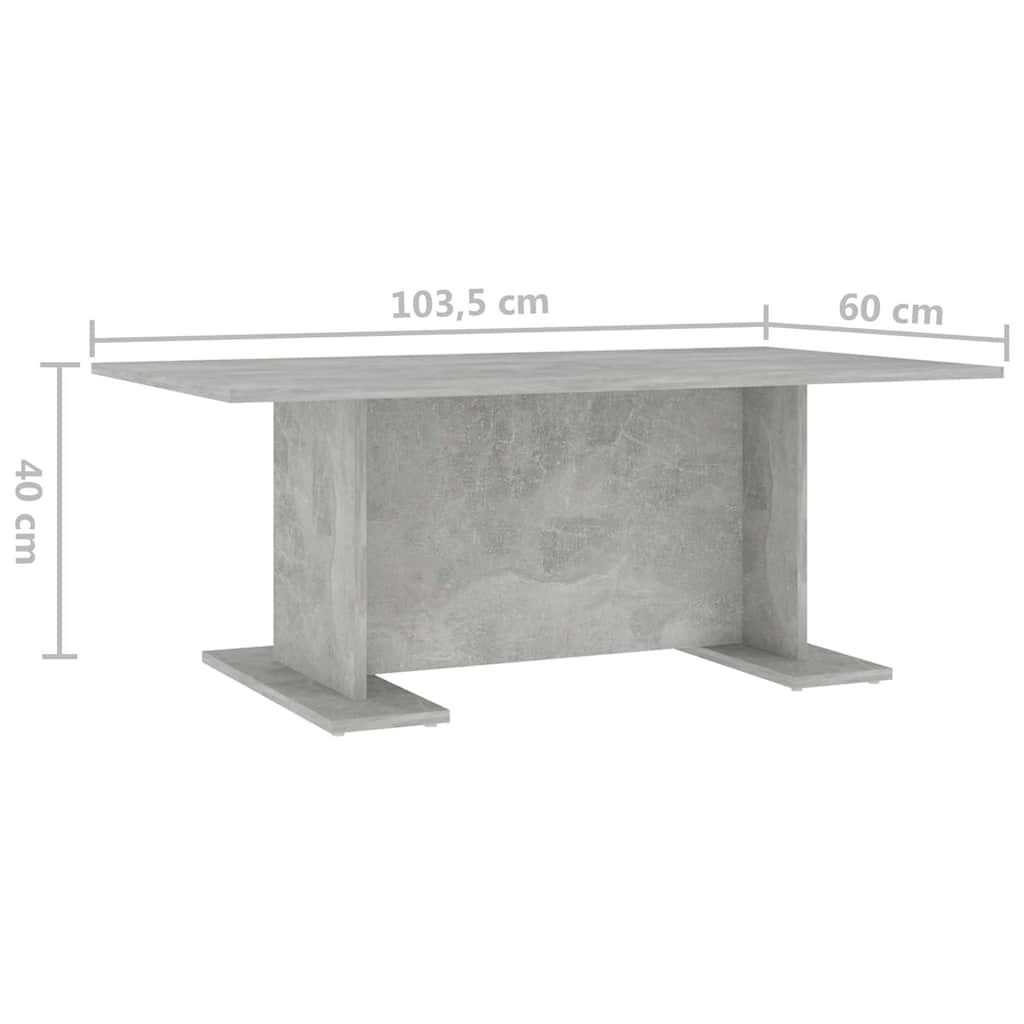 806844 vidaXL Coffee Table Concrete Grey 103,5x60x40 cm Engineered Wood