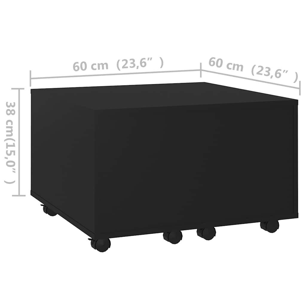 806859 vidaXL Coffee Table Black 60x60x38 cm Engineered Wood