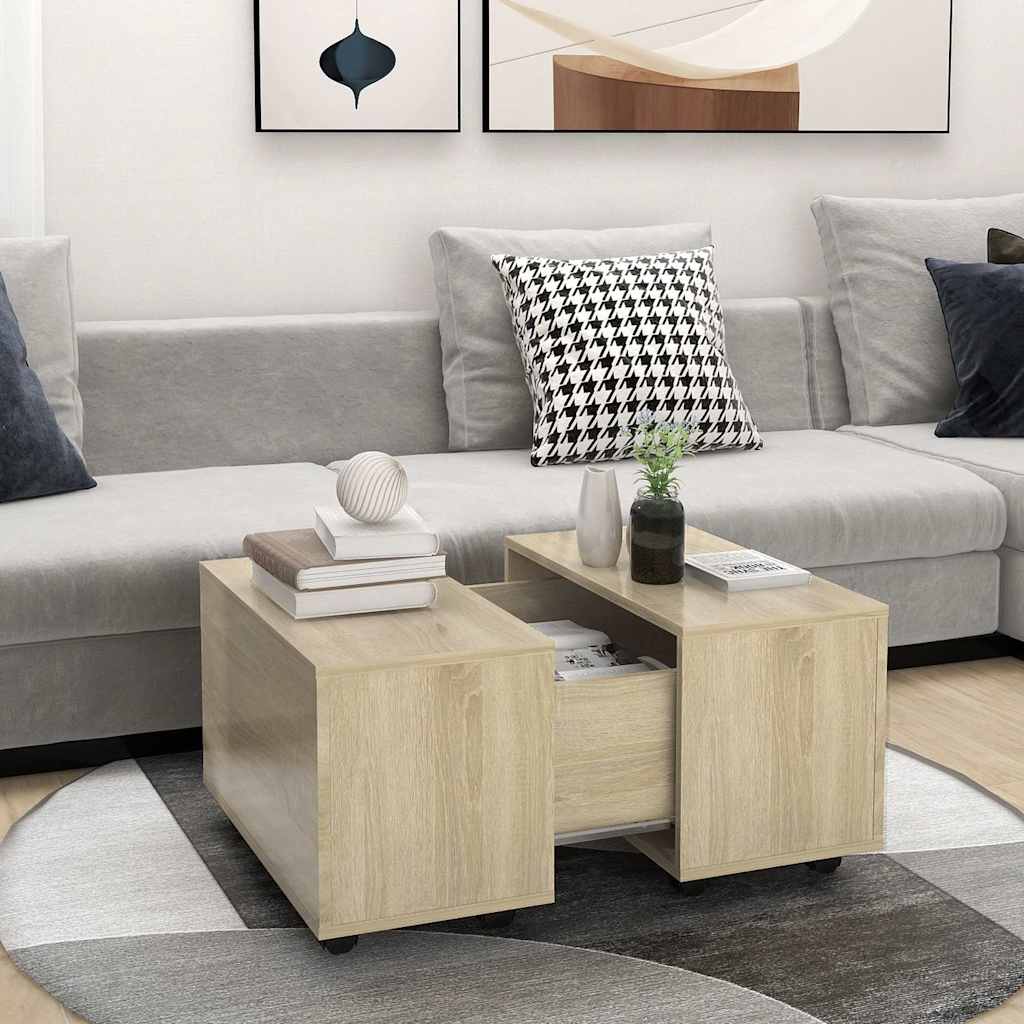806861 vidaXL Coffee Table Sonoma Oak 60x60x38 cm Engineered Wood