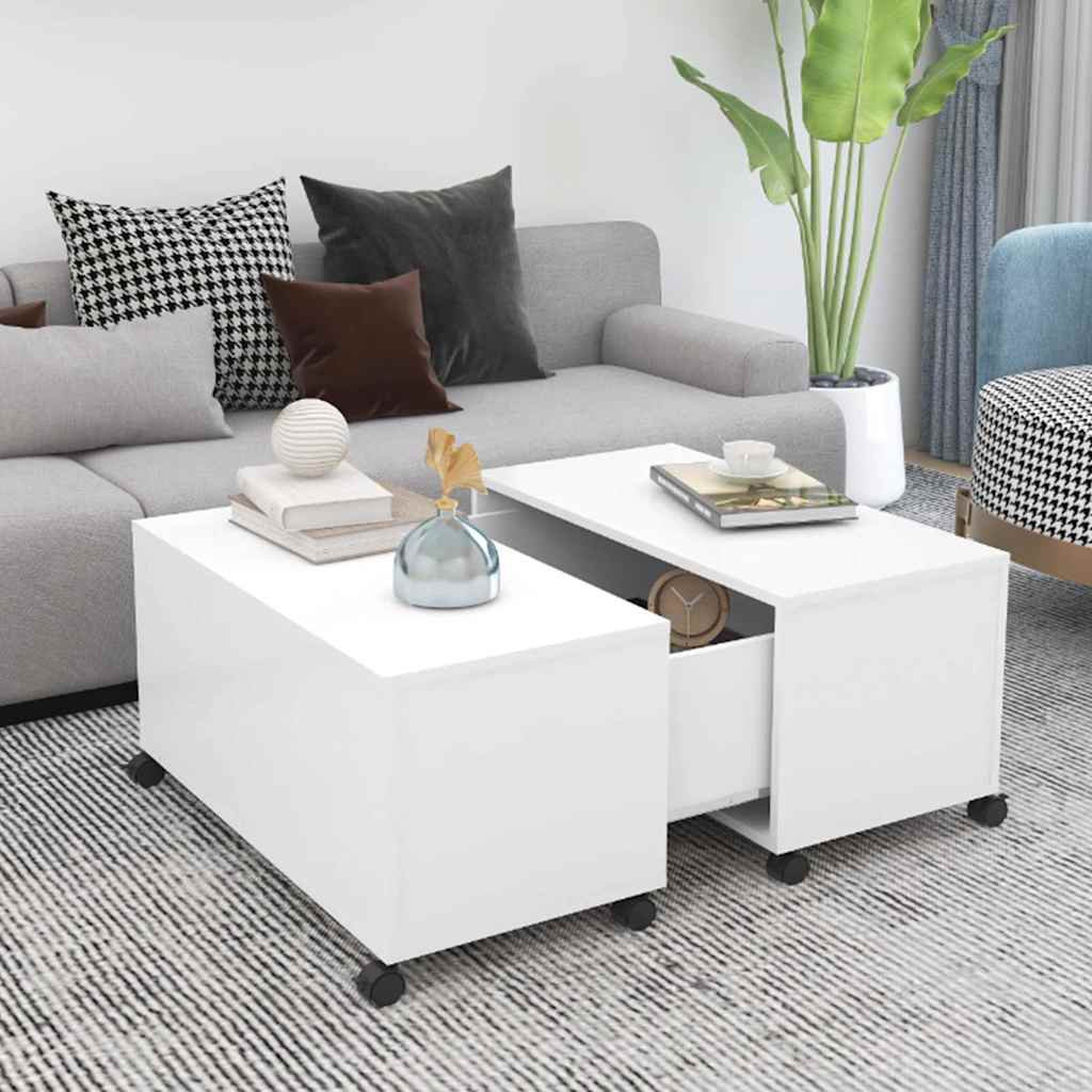 806867 vidaXL Coffee Table White 75x75x38 cm Engineered Wood