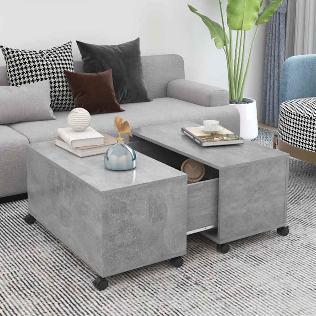 806871 vidaXL Coffee Table Concrete Grey 75x75x38 cm Engineered Wood