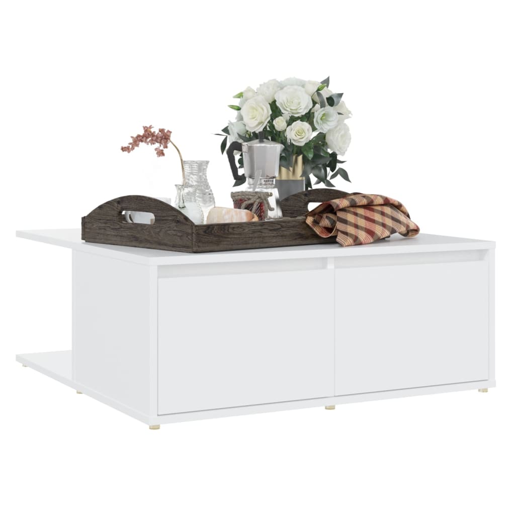 806876 vidaXL Coffee Table White 80x80x31 cm Engineered Wood