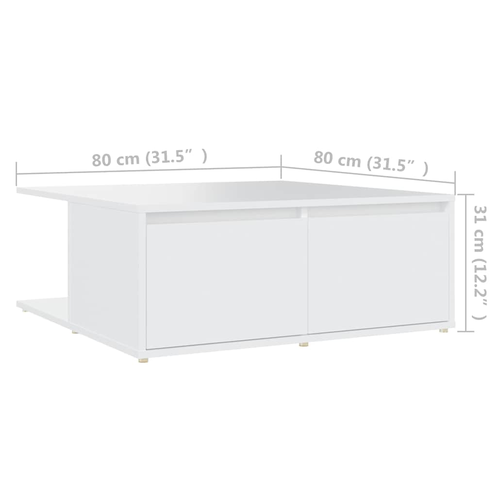 806876 vidaXL Coffee Table White 80x80x31 cm Engineered Wood