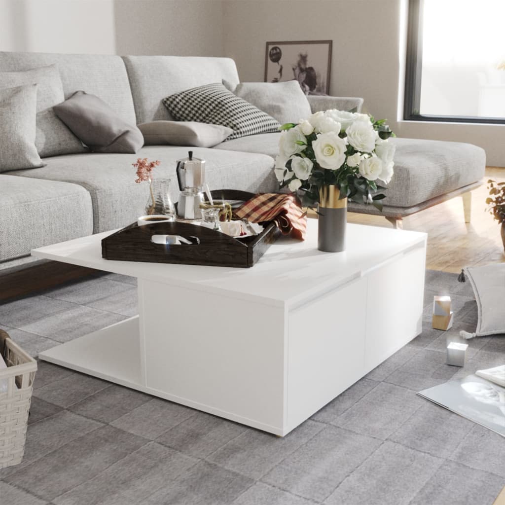 806876 vidaXL Coffee Table White 80x80x31 cm Engineered Wood