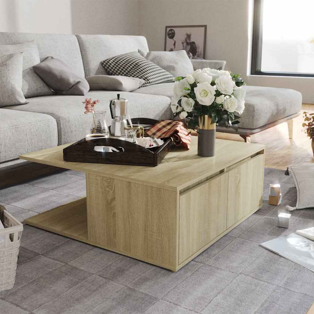806879 vidaXL Coffee Table Sonoma Oak 80x80x31 cm Engineered Wood