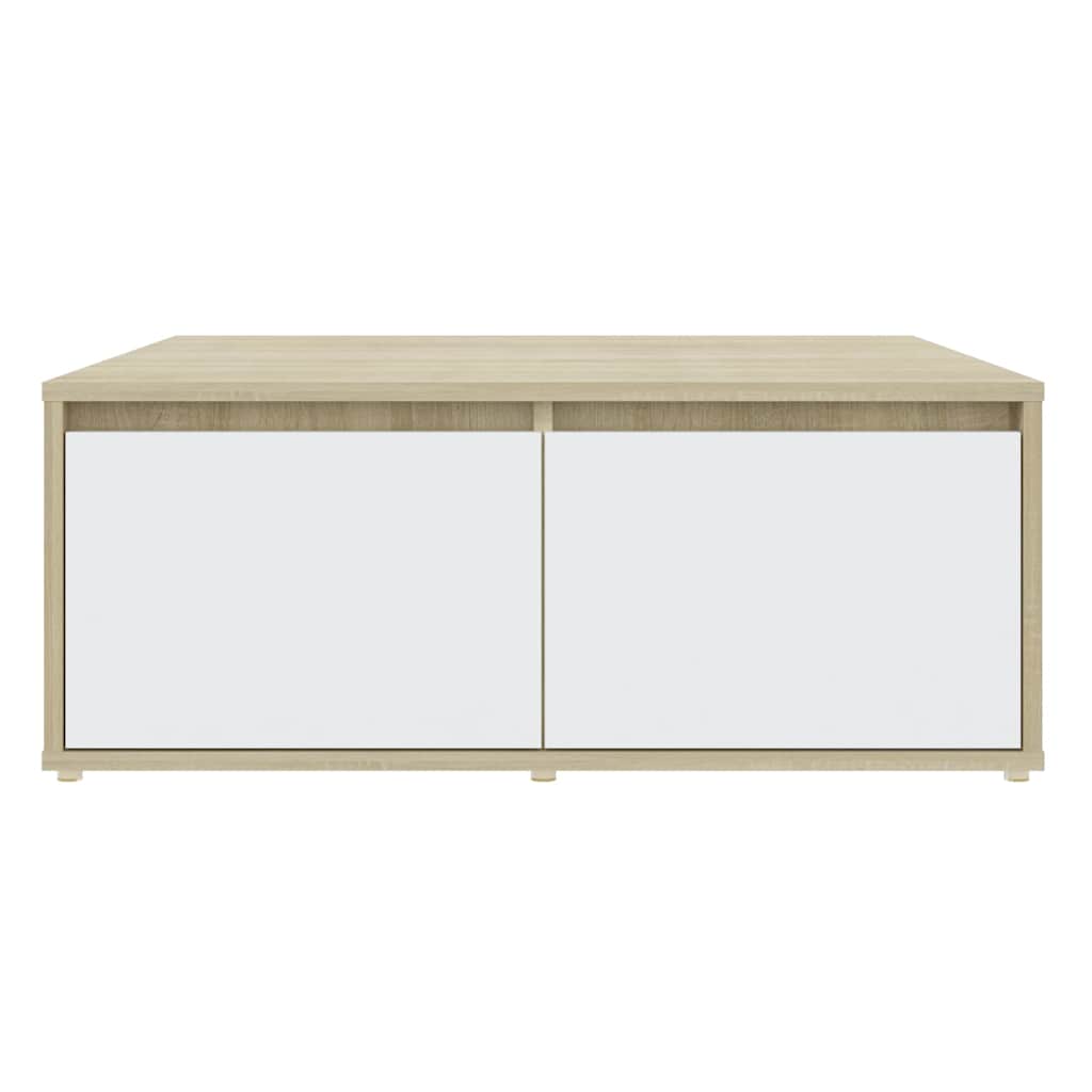 806881 vidaXL Coffee Table White and Sonoma Oak 80x80x31 cm Engineered Wood