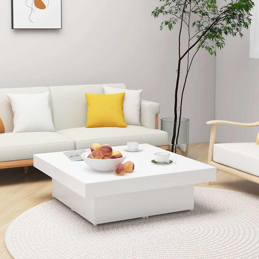 806912 vidaXL Coffee Table White 90x90x28 cm Engineered Wood