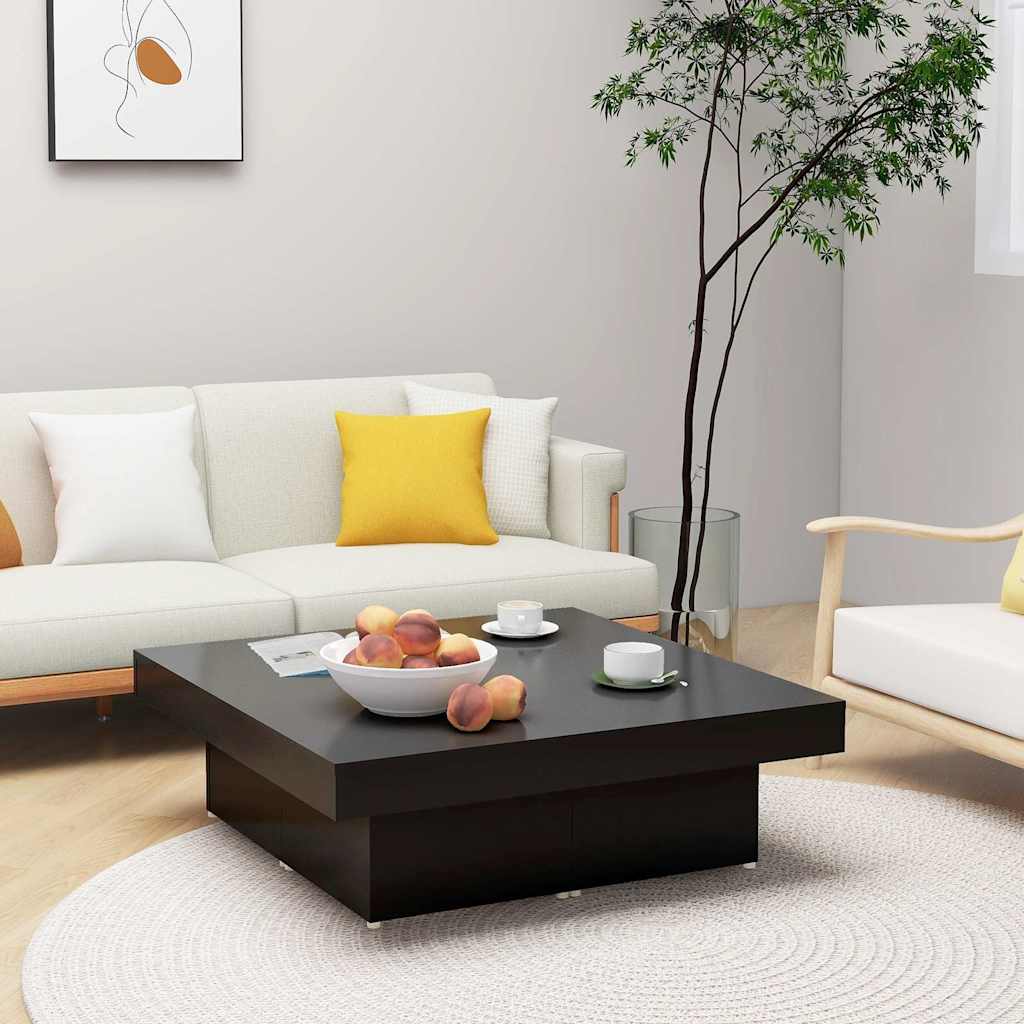 806913 vidaXL Coffee Table Black 90x90x28 cm Engineered Wood