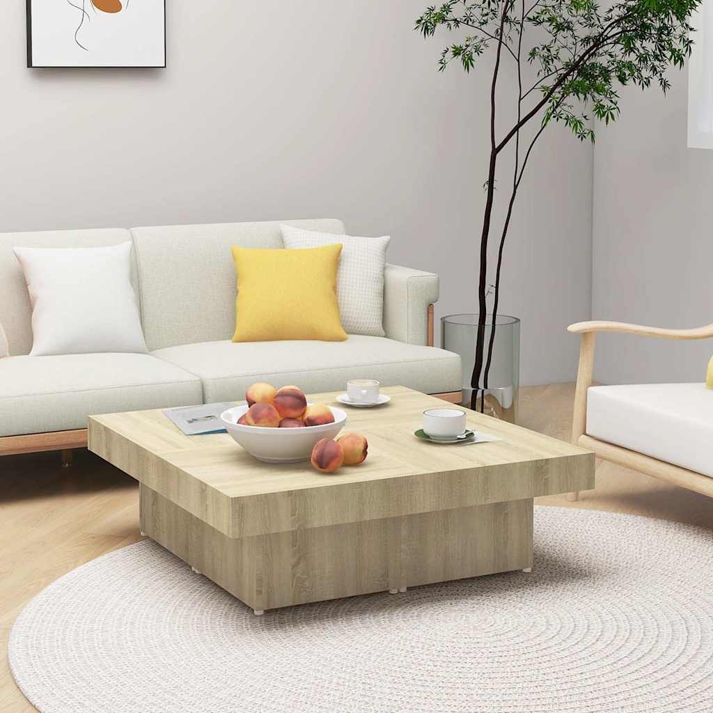 806915 vidaXL Coffee Table Sonoma Oak 90x90x28 cm Engineered Wood