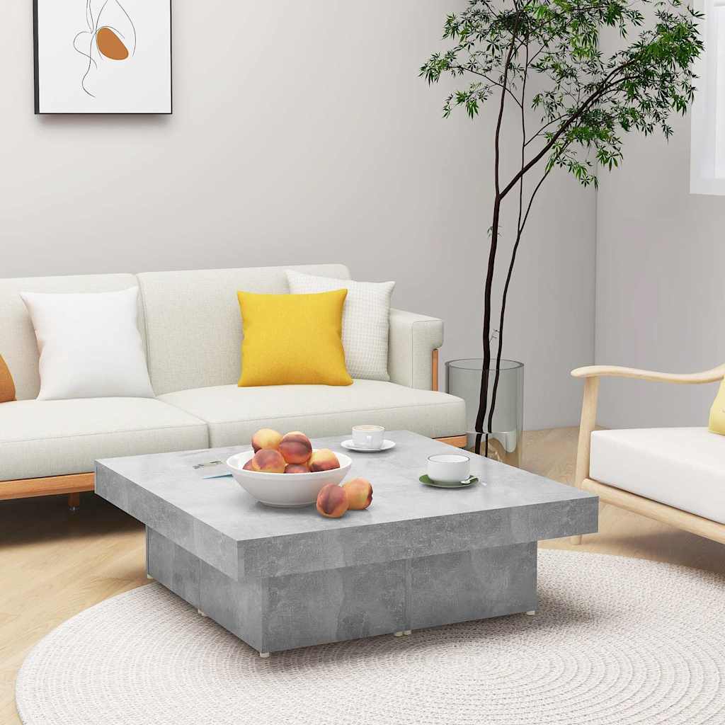 806916 vidaXL Coffee Table Concrete Grey 90x90x28 cm Engineered Wood