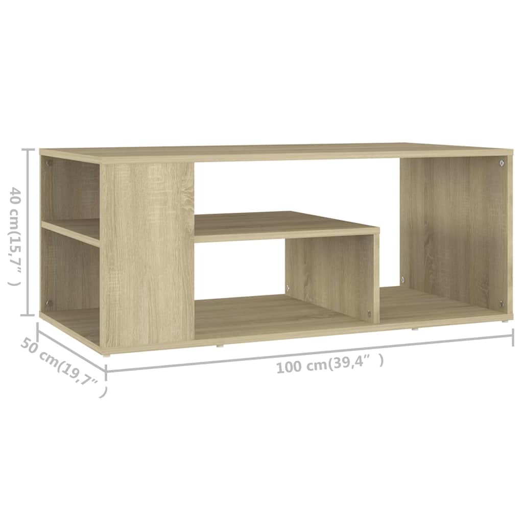 806924 vidaXL Coffee Table Sonoma Oak 100x50x40 cm Engineered Wood