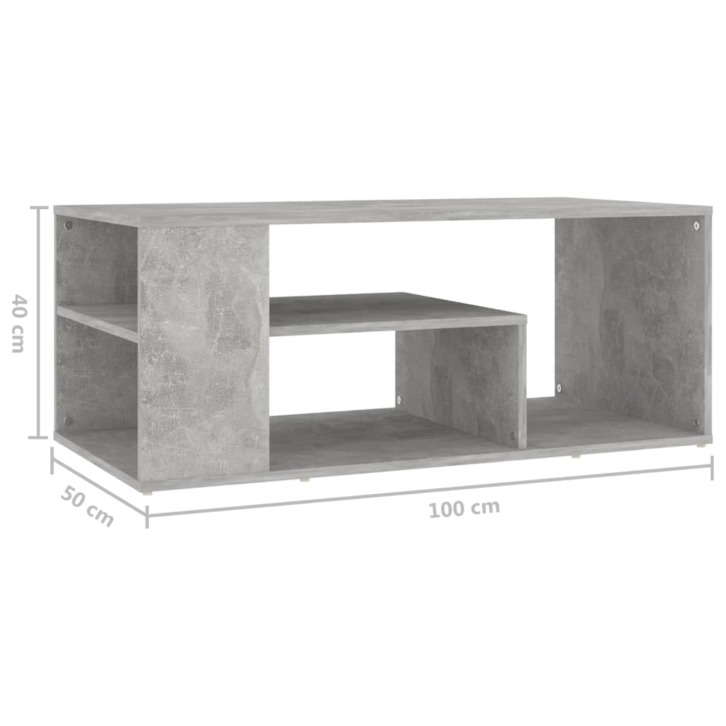 806925 vidaXL Coffee Table Concrete Grey 100x50x40 cm Engineered Wood