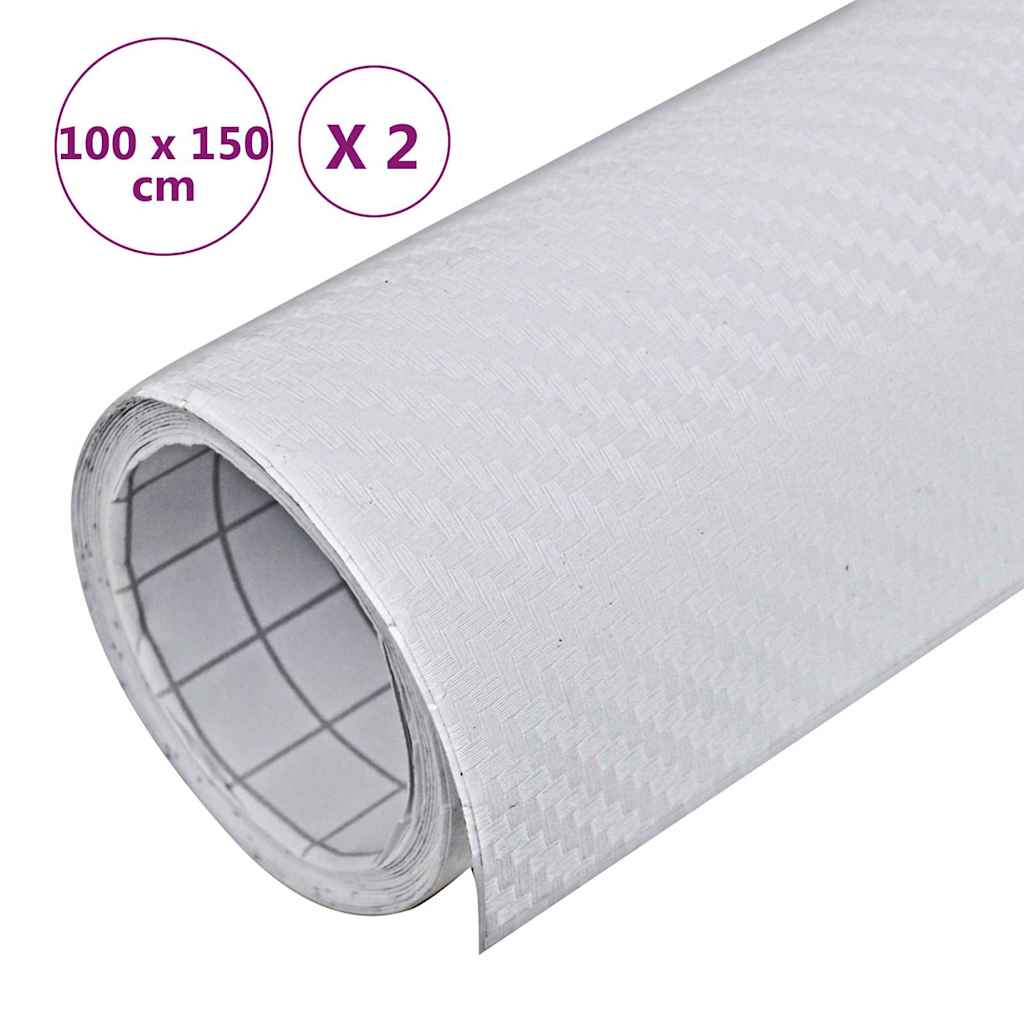 210719 vidaXL Car Films 2 pcs 3D White 100x150 cm
