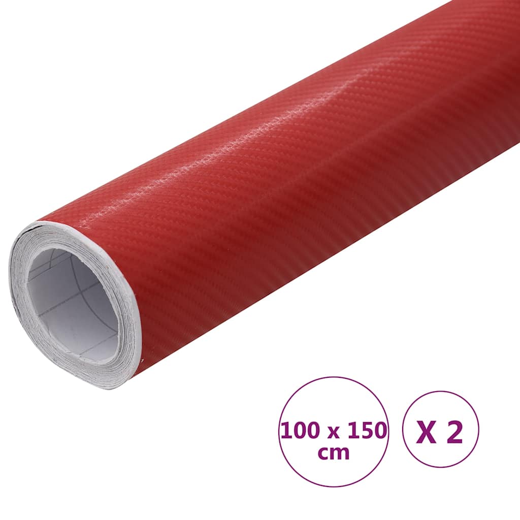 210731 vidaXL Car Films 2 pcs 4D Red 100x150 cm