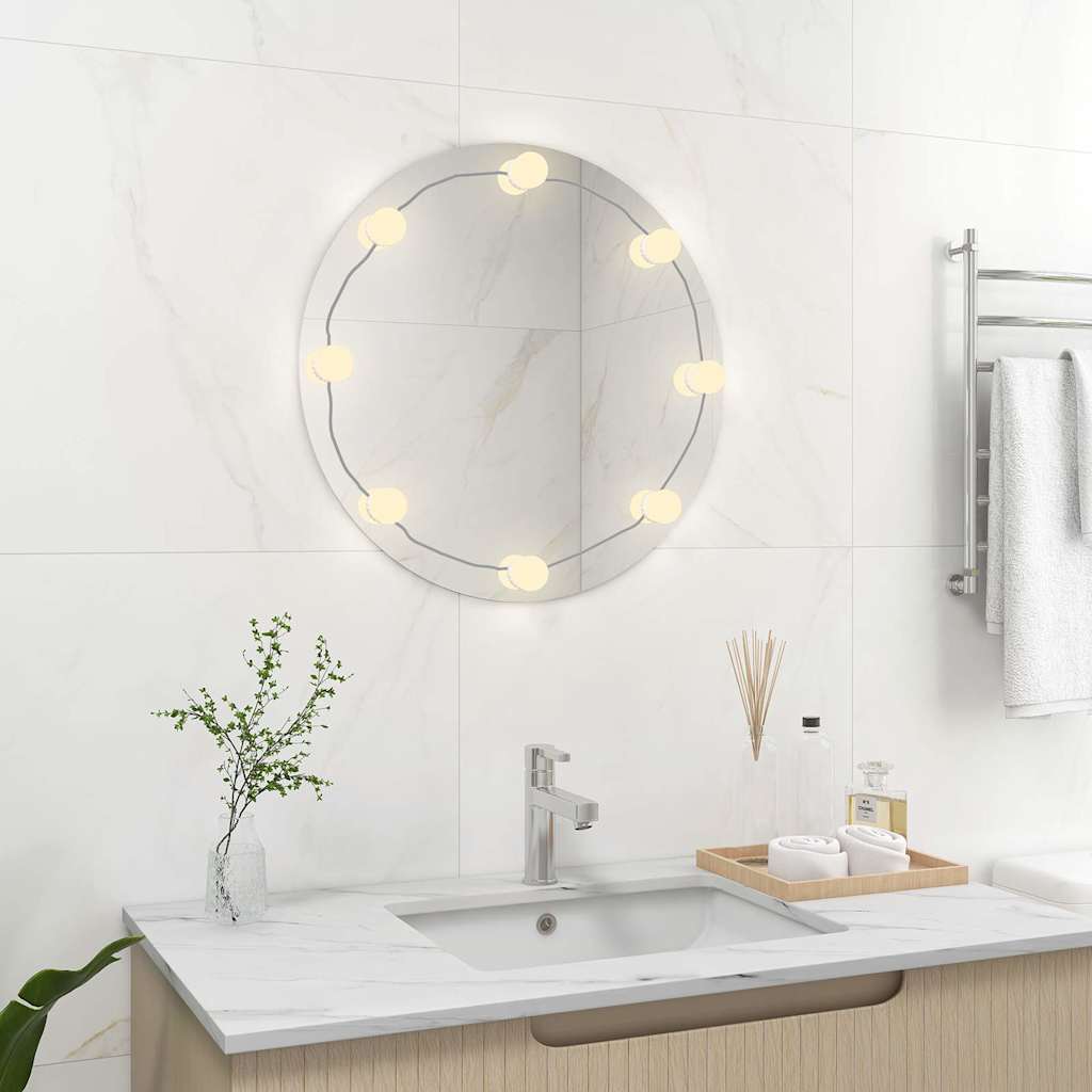 Wall Mirror with LED Lights Round Glass