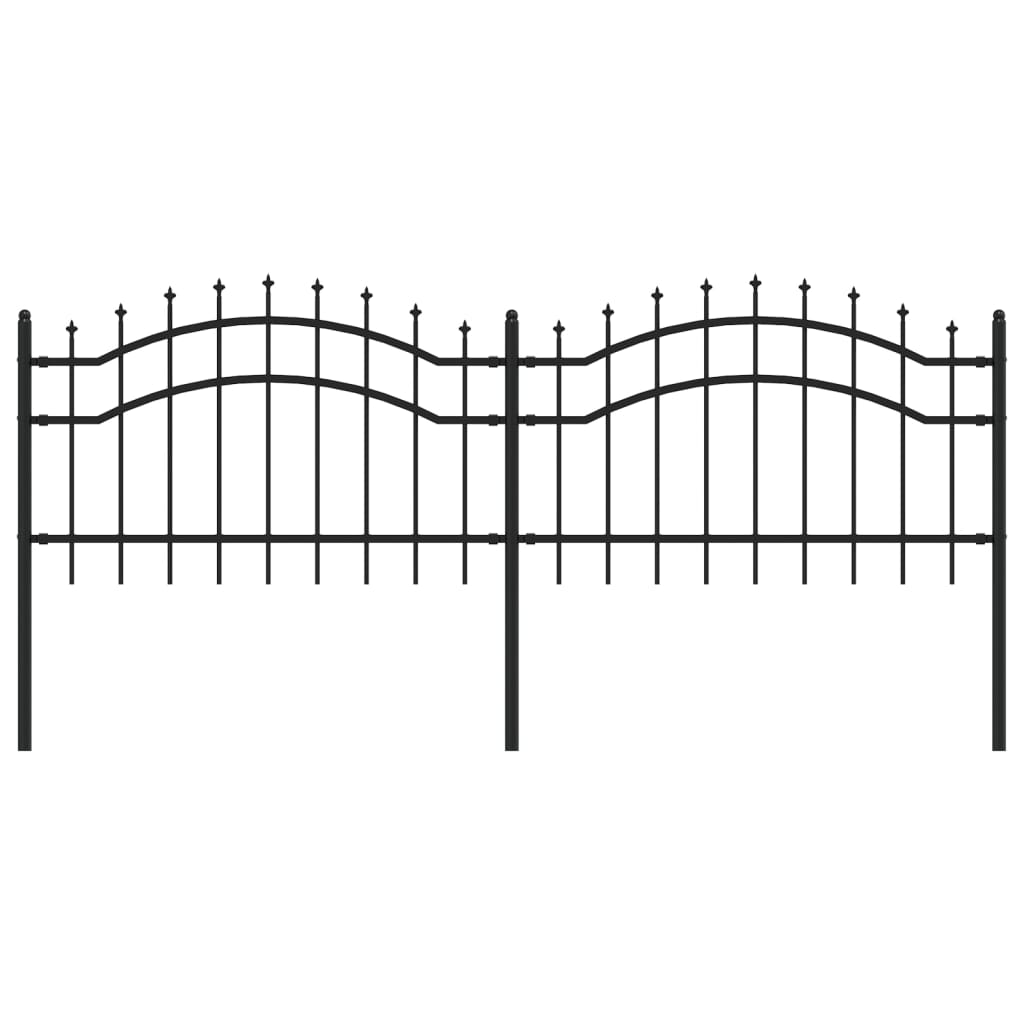 vidaXL Garden Fence with Spear Top Black 115 cm Powder-coated Steel