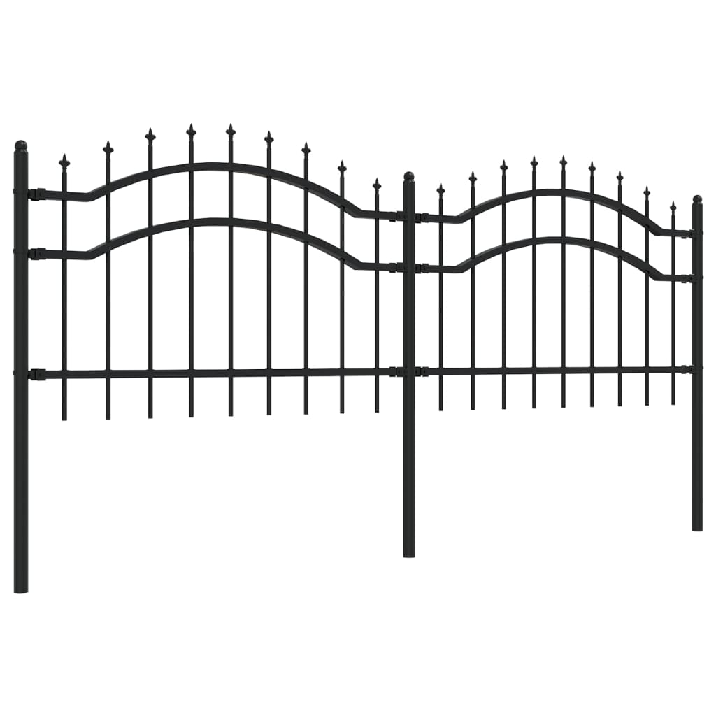 vidaXL Garden Fence with Spear Top Black 115 cm Powder-coated Steel