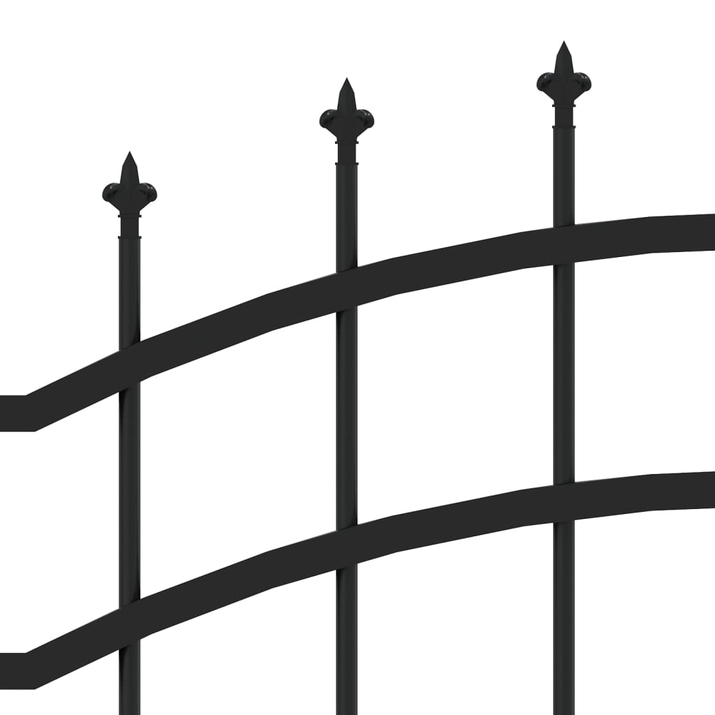 vidaXL Garden Fence with Spear Top Black 115 cm Powder-coated Steel