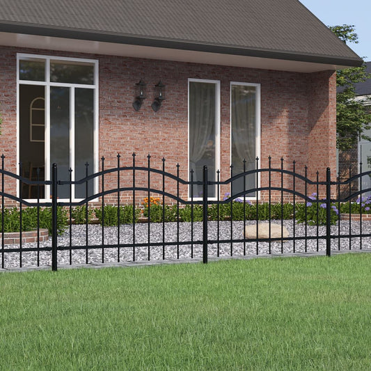 vidaXL Garden Fence with Spear Top Black 115 cm Powder-coated Steel