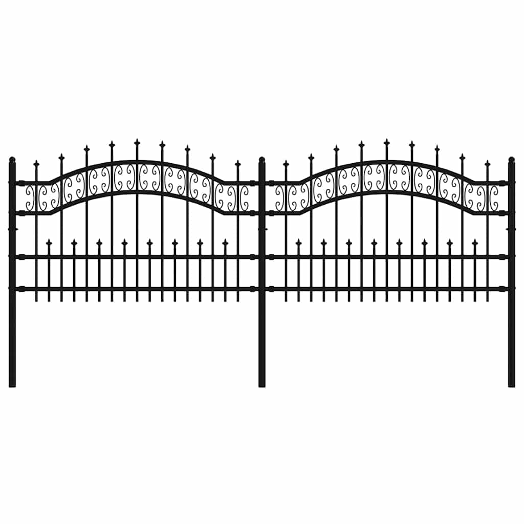 Garden Fence KAMPEN with Spear Top Black 240x75 cm Steel