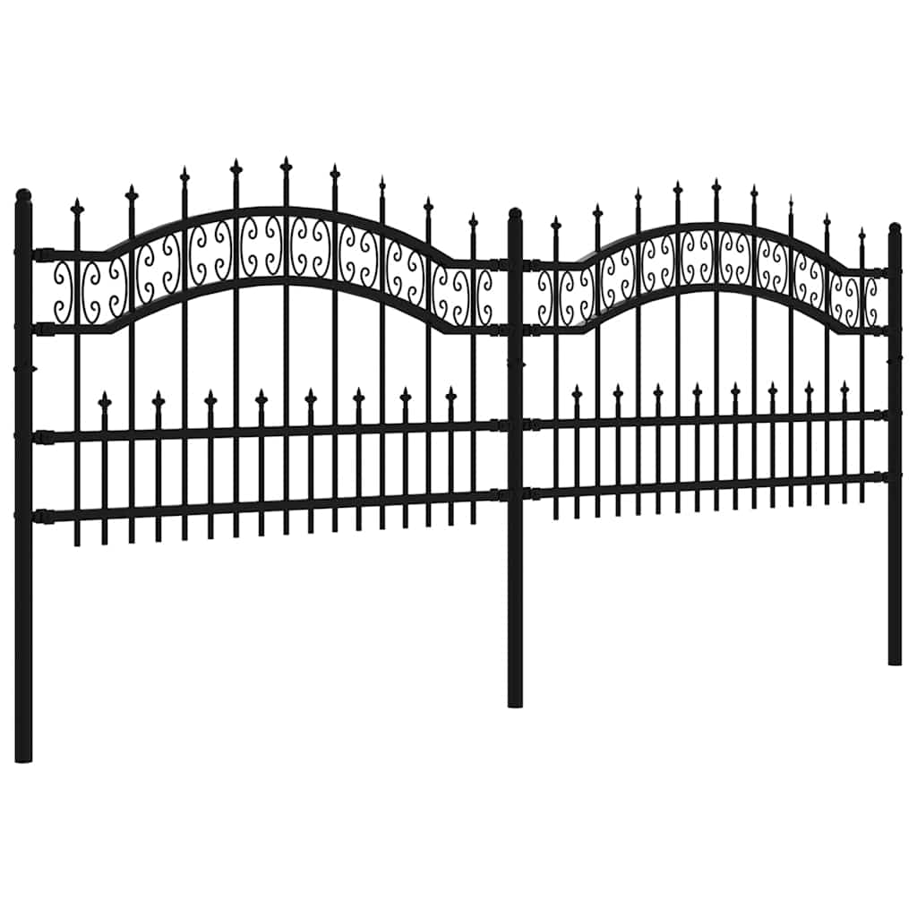 Garden Fence KAMPEN with Spear Top Black 240x75 cm Steel