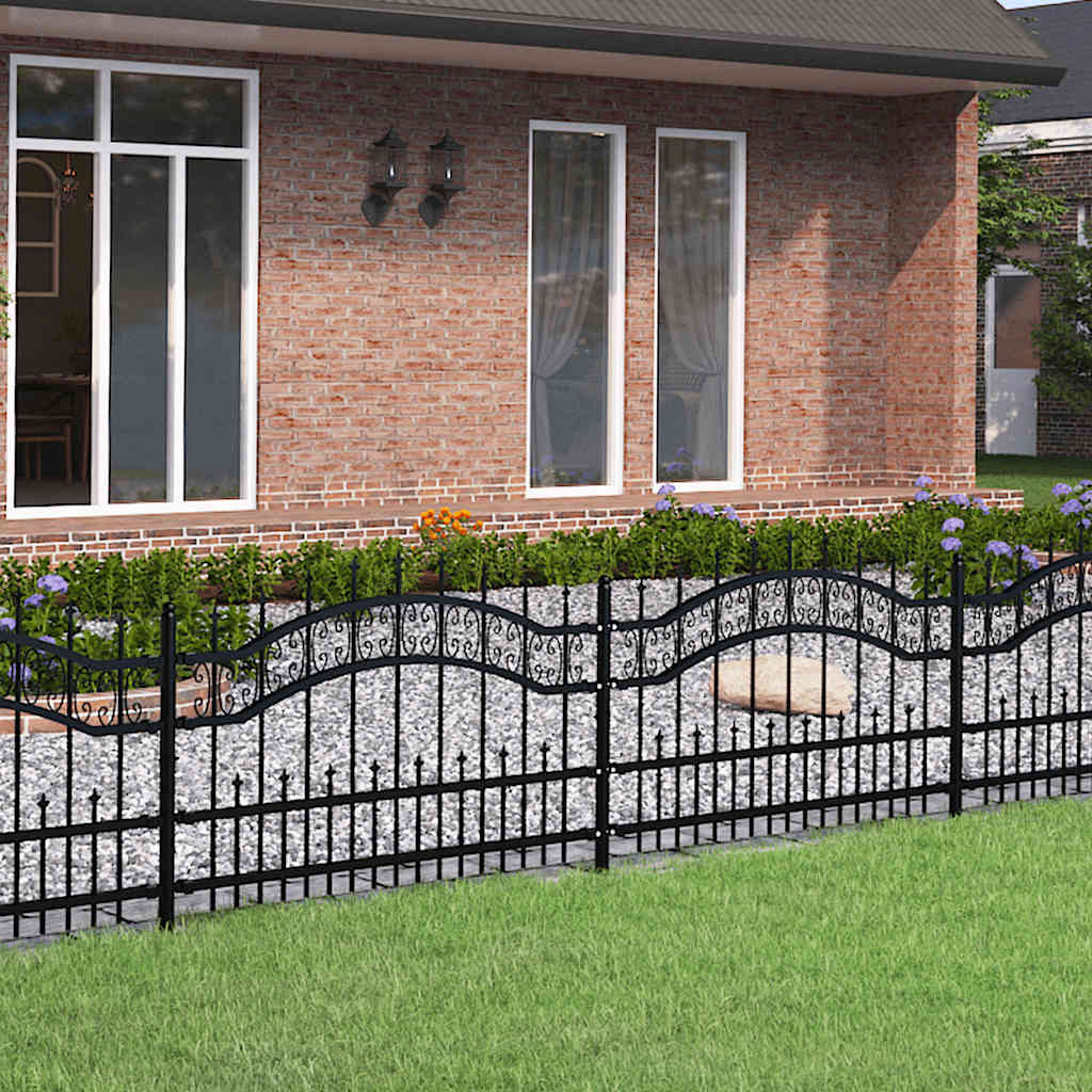 Garden Fence KAMPEN with Spear Top Black 240x75 cm Steel