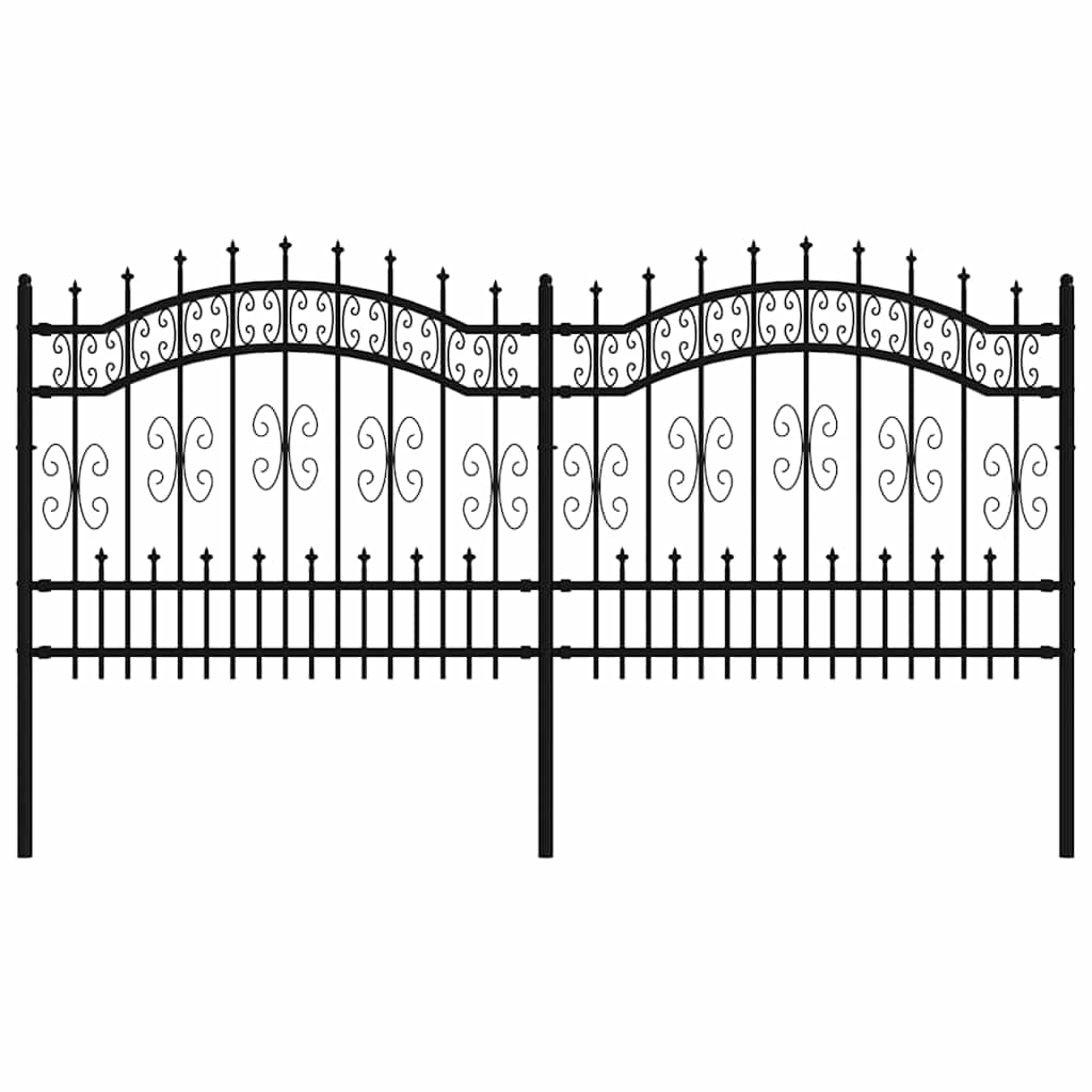Garden Fence KAMPEN with Spear Top Black 240x100 cm Steel