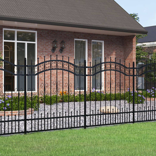 vidaXL Garden Fence with Spear Top Black 165 cm Powder-coated Steel