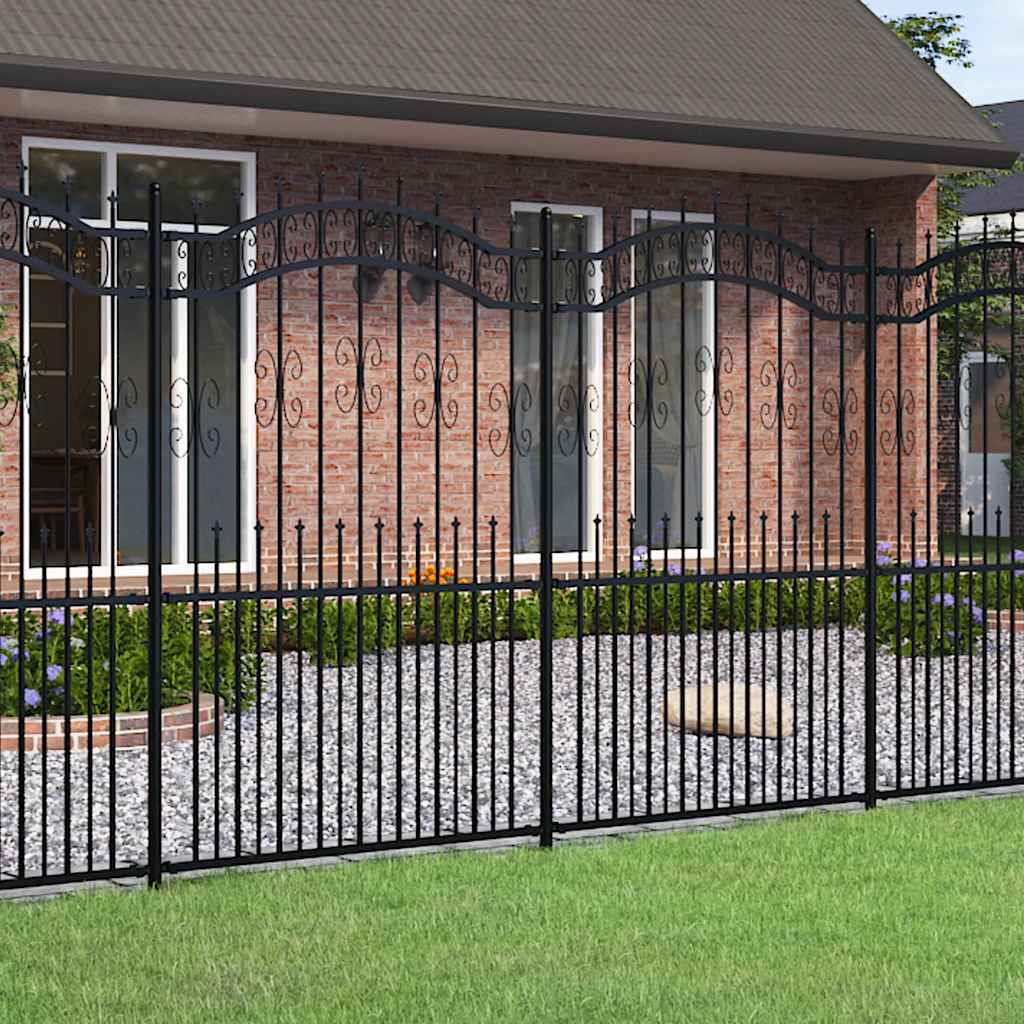 Garden Fence KAMPEN with Spear Top Black 240x175cm Steel