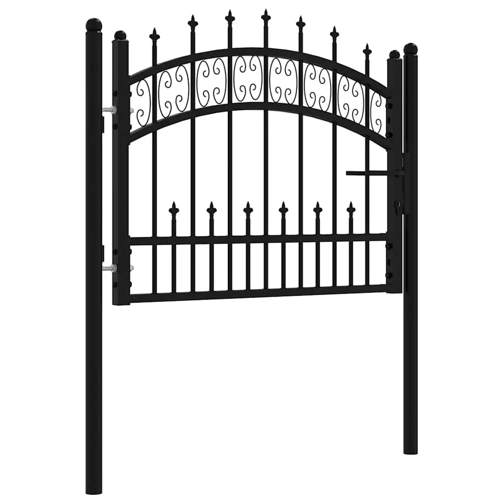 Fence Gate KAMPEN with Spear Top Black 103x75 cm Steel