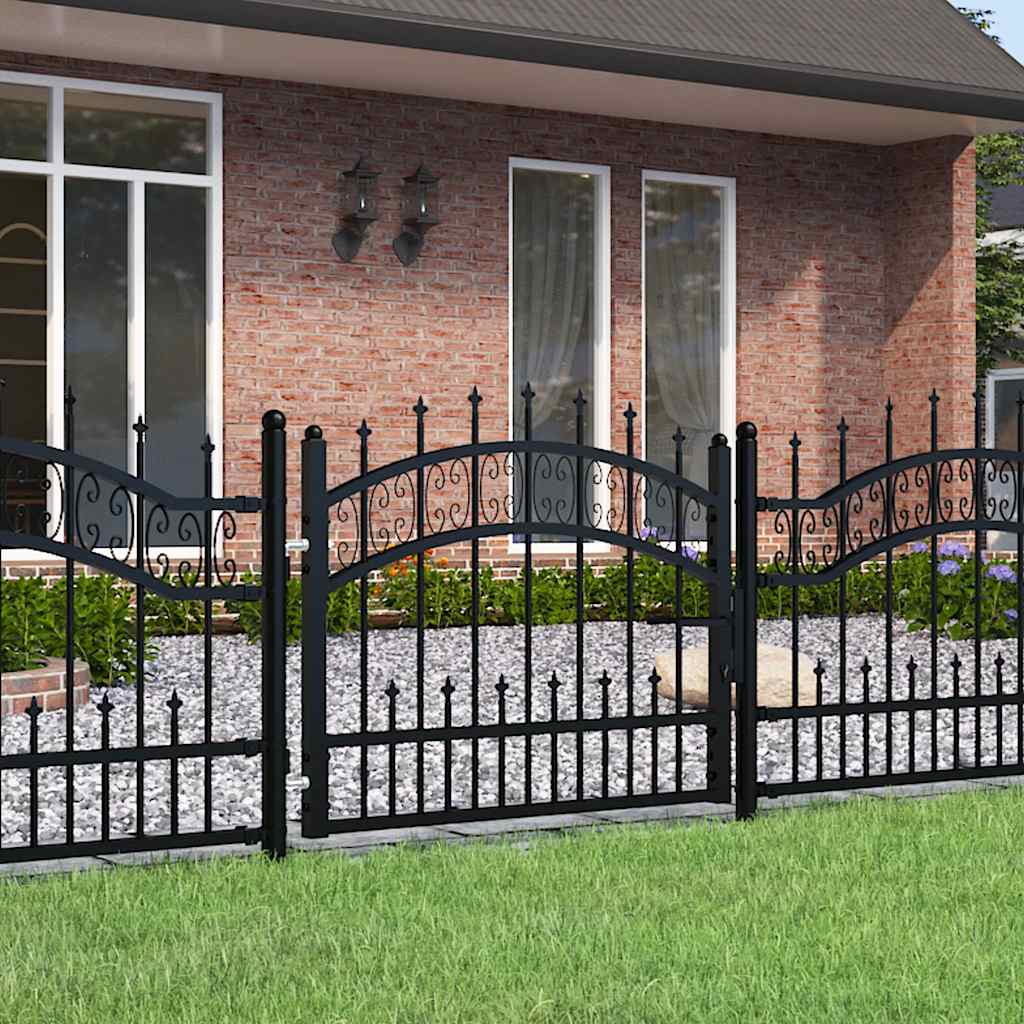 Fence Gate KAMPEN with Spear Top Black 103x75 cm Steel