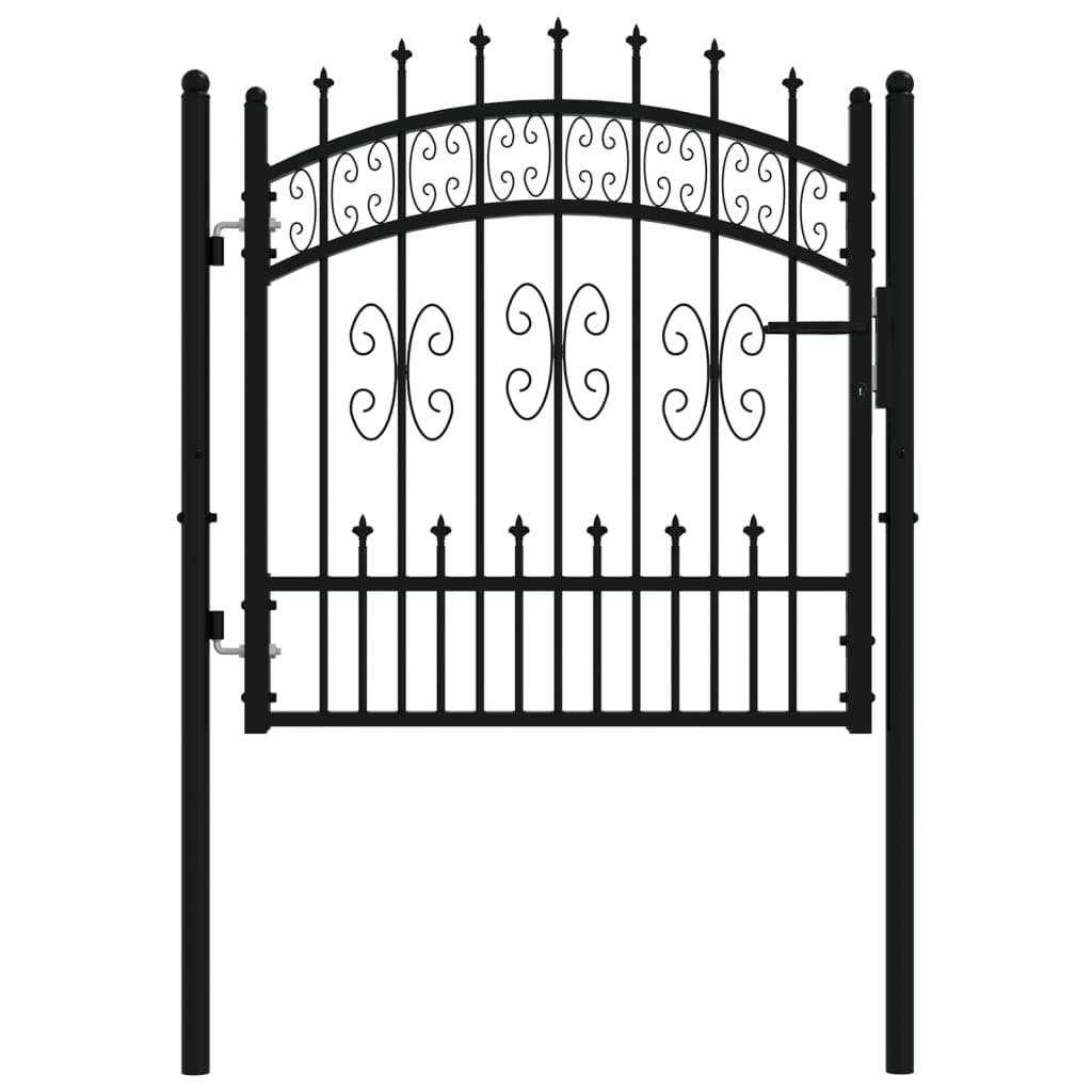 vidaXL Fence Gate with Spear Top Black 103x150 cm Powder-coated Steel